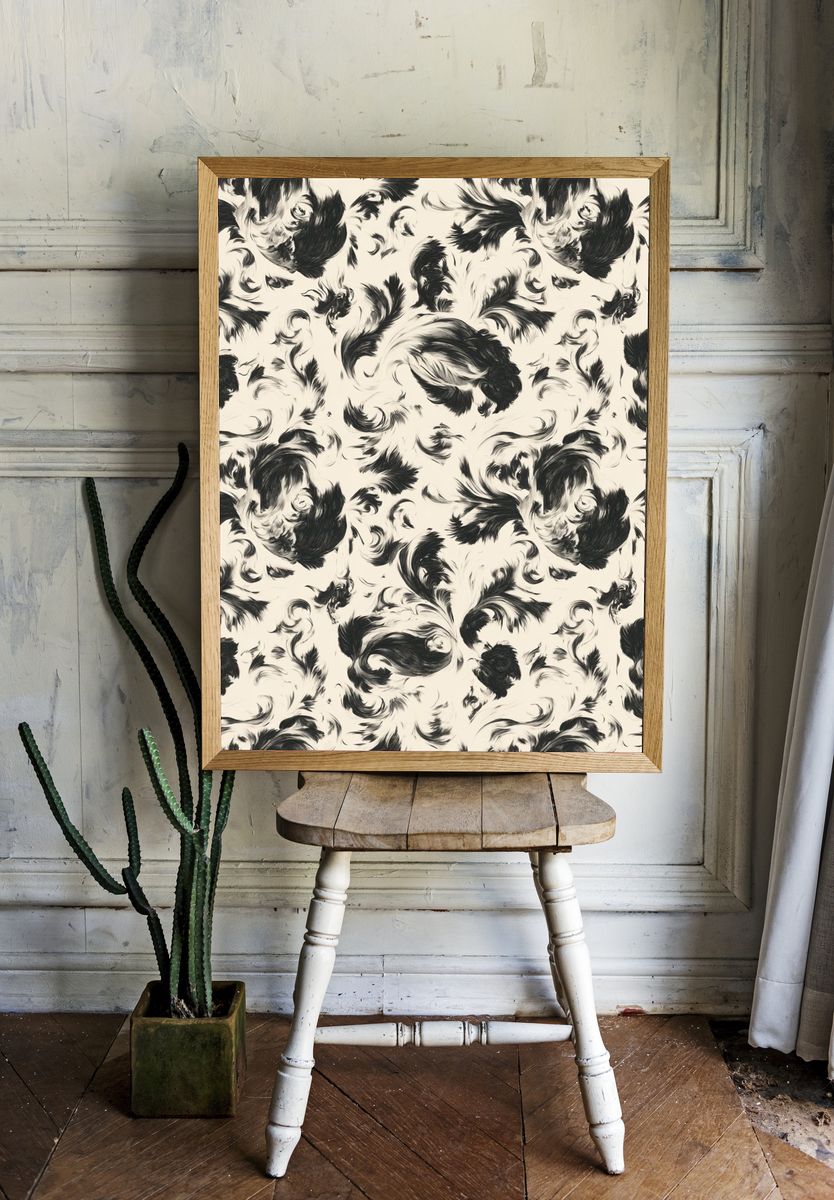 Feather Swirl Pattern Print. room preview