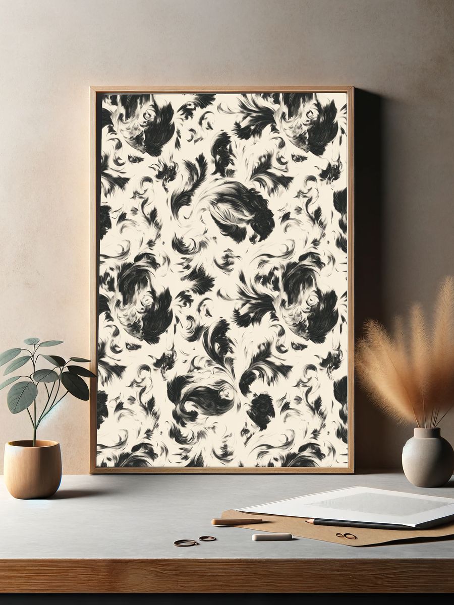 Feather Swirl Pattern Print. — room view 2