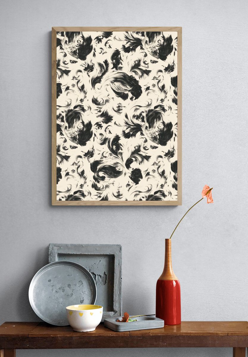 Feather Swirl Pattern Print. — room view 3