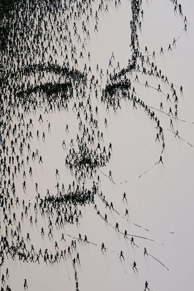 Crowd Silhouette Abstract Print. poster print