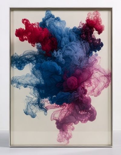 Blue and Pink Ink Cloud Poster. poster — abstract art