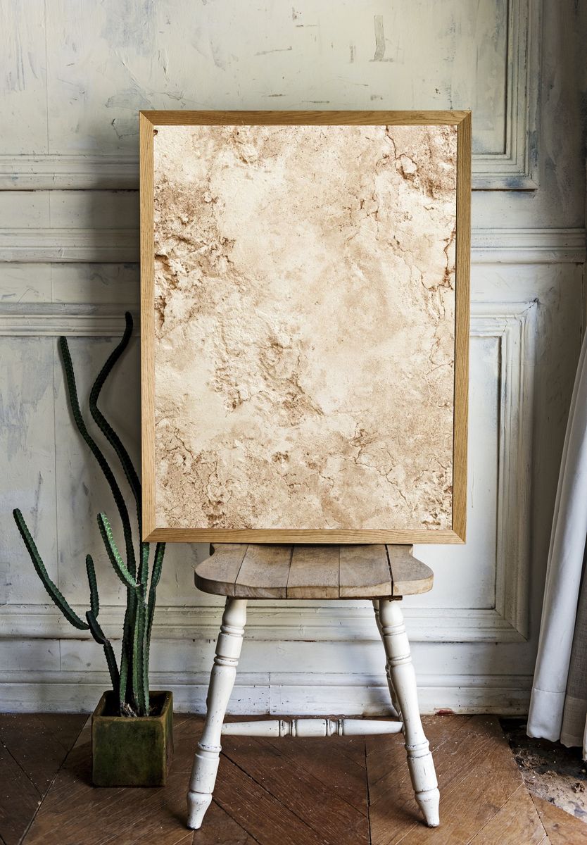 Beige Stone Texture Print. — room view 1