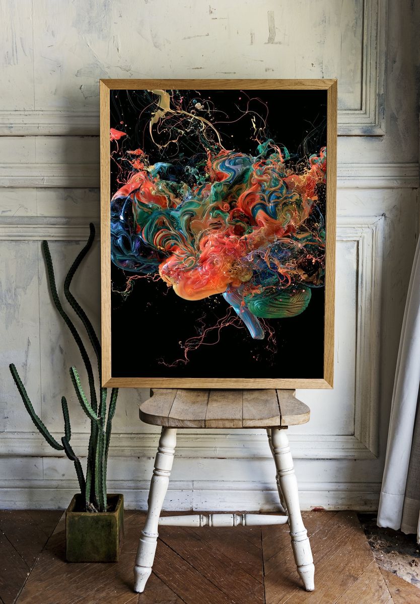 Colorful Abstract Brain Poster. room preview