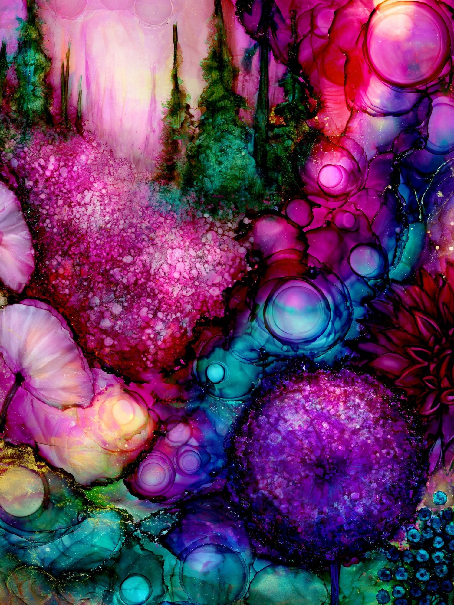 Neon Floral Dreamscape Abstract Print. poster — abstract art