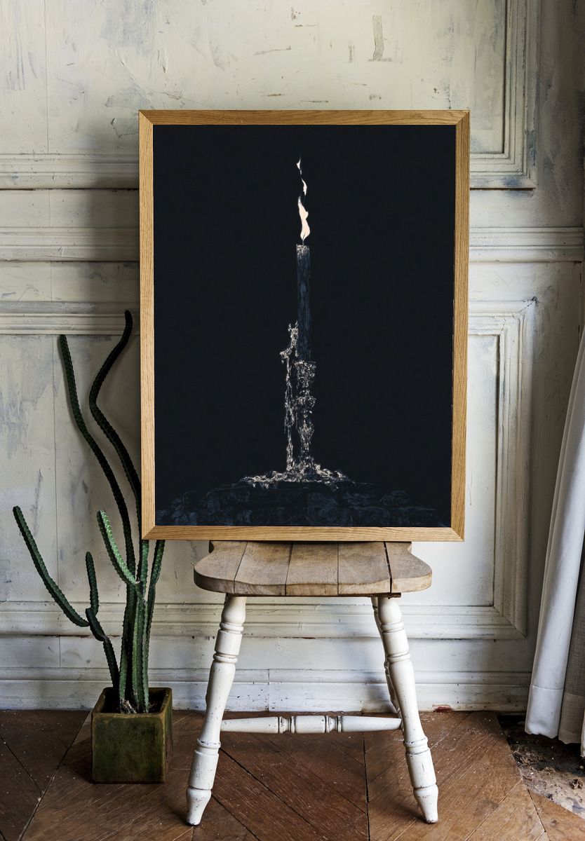 Solitary Flame Abstract Print. — room view 1