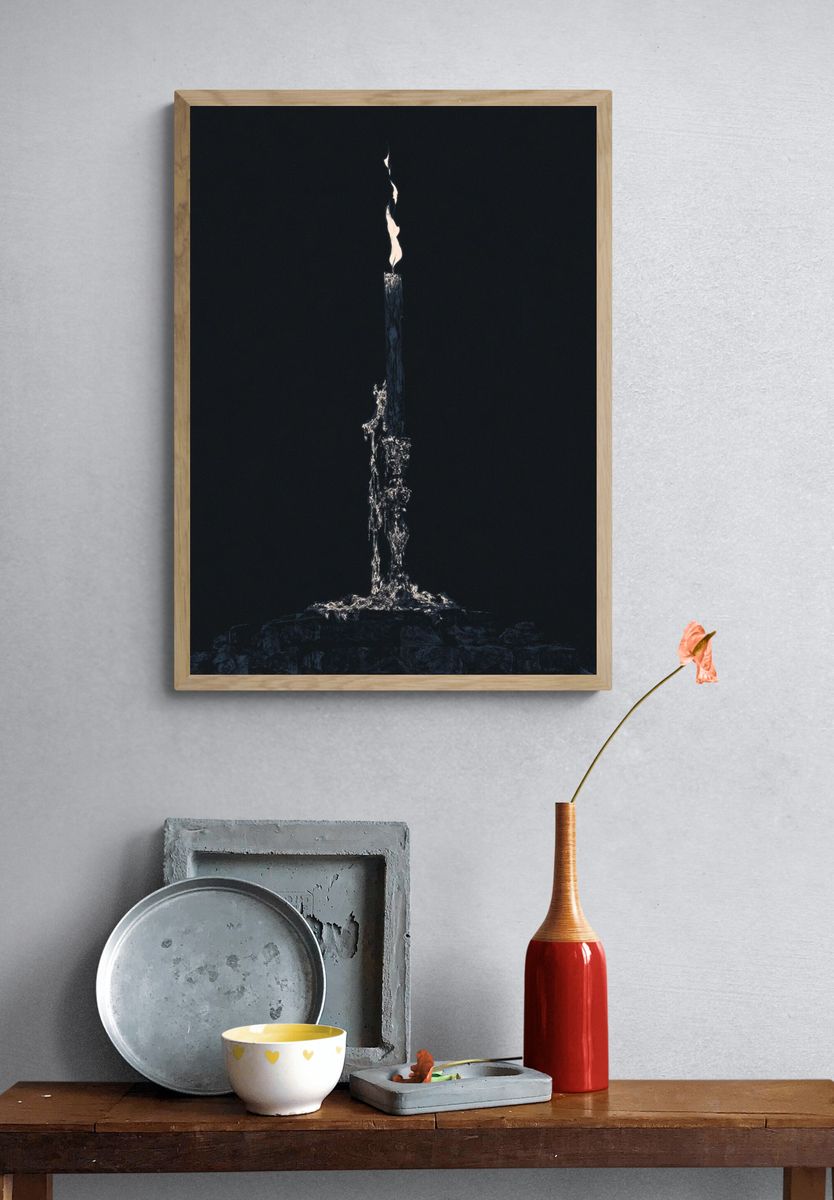 Solitary Flame Abstract Print. — room view 3