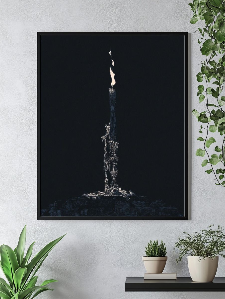 Solitary Flame Abstract Print. — room view 4