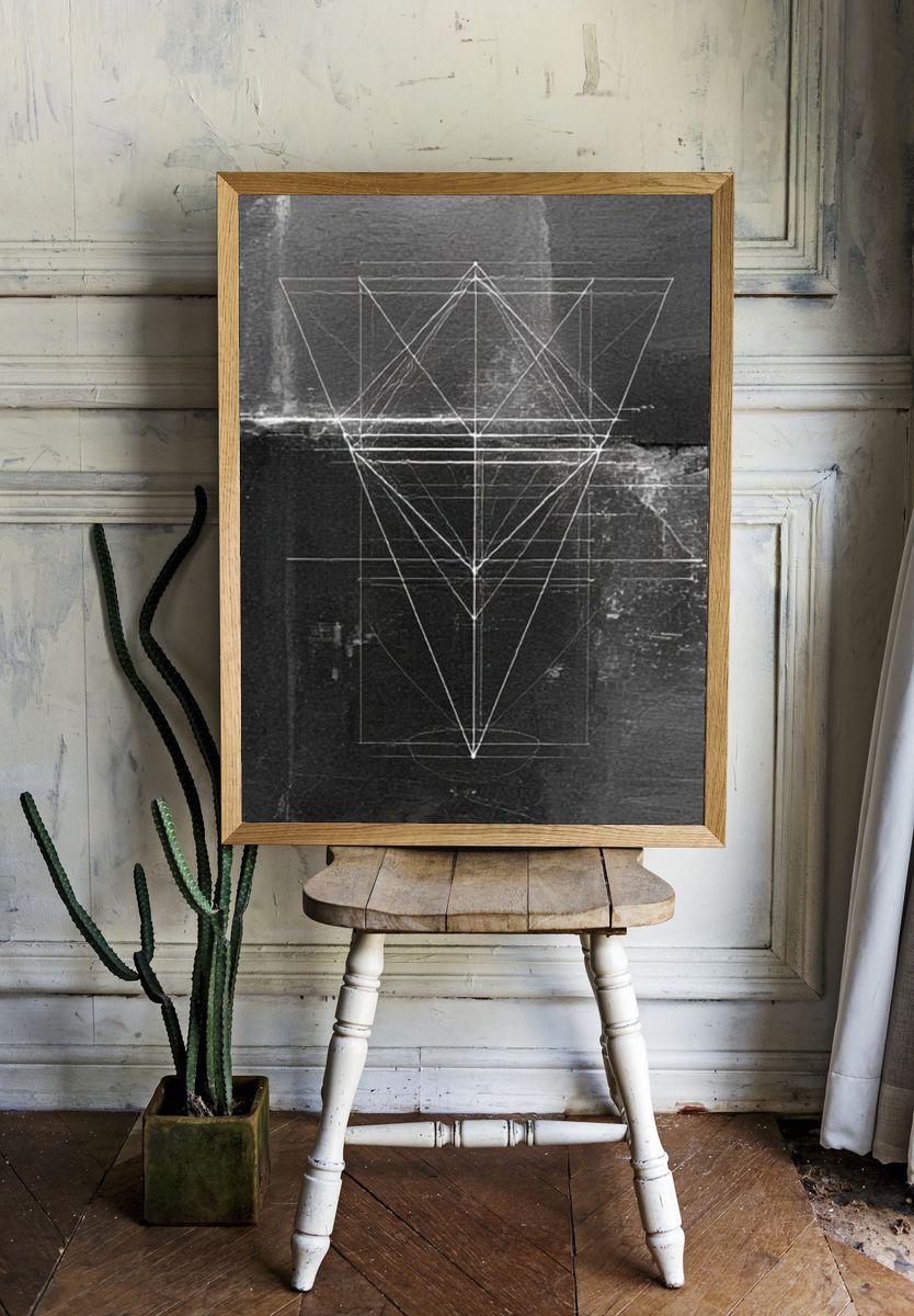 Geometric Monochrome Abstract Poster. — room view 1