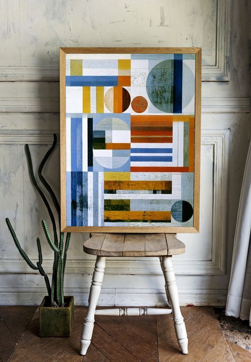 Geometric Color Blocks Abstract Poster. room preview