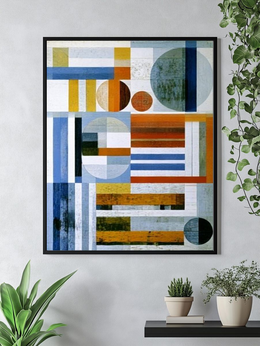 Geometric Color Blocks Abstract Poster. — room view 4