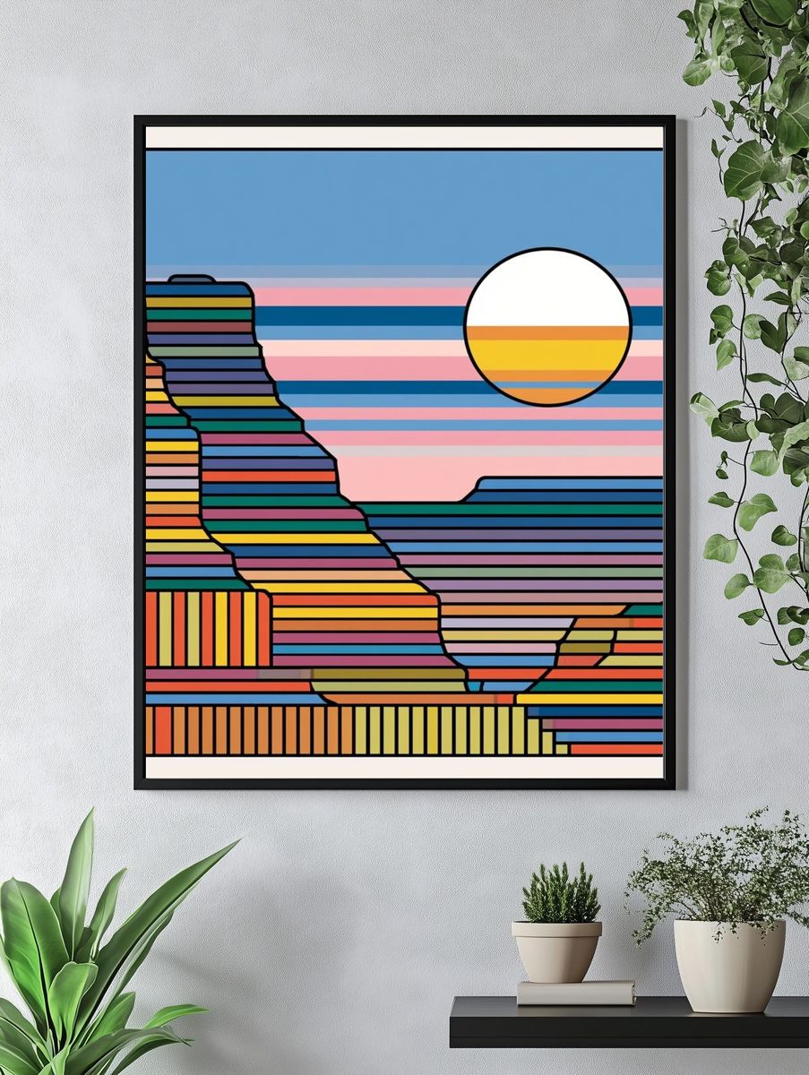 Sunset Stripes Abstract Poster. — room view 4