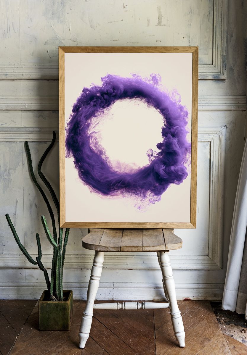 Purple Smoke Circle Abstract Poster. — room view 1