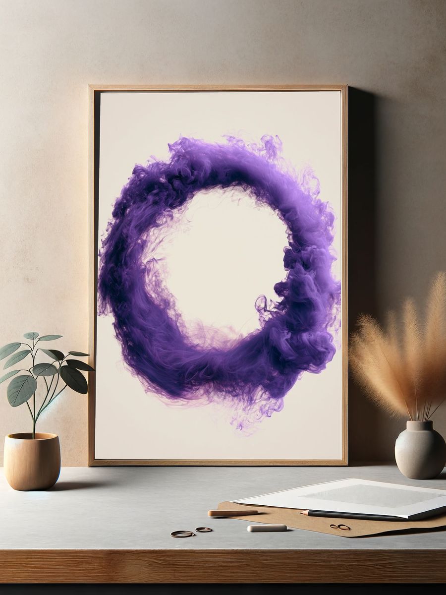 Purple Smoke Circle Abstract Poster. — room view 2