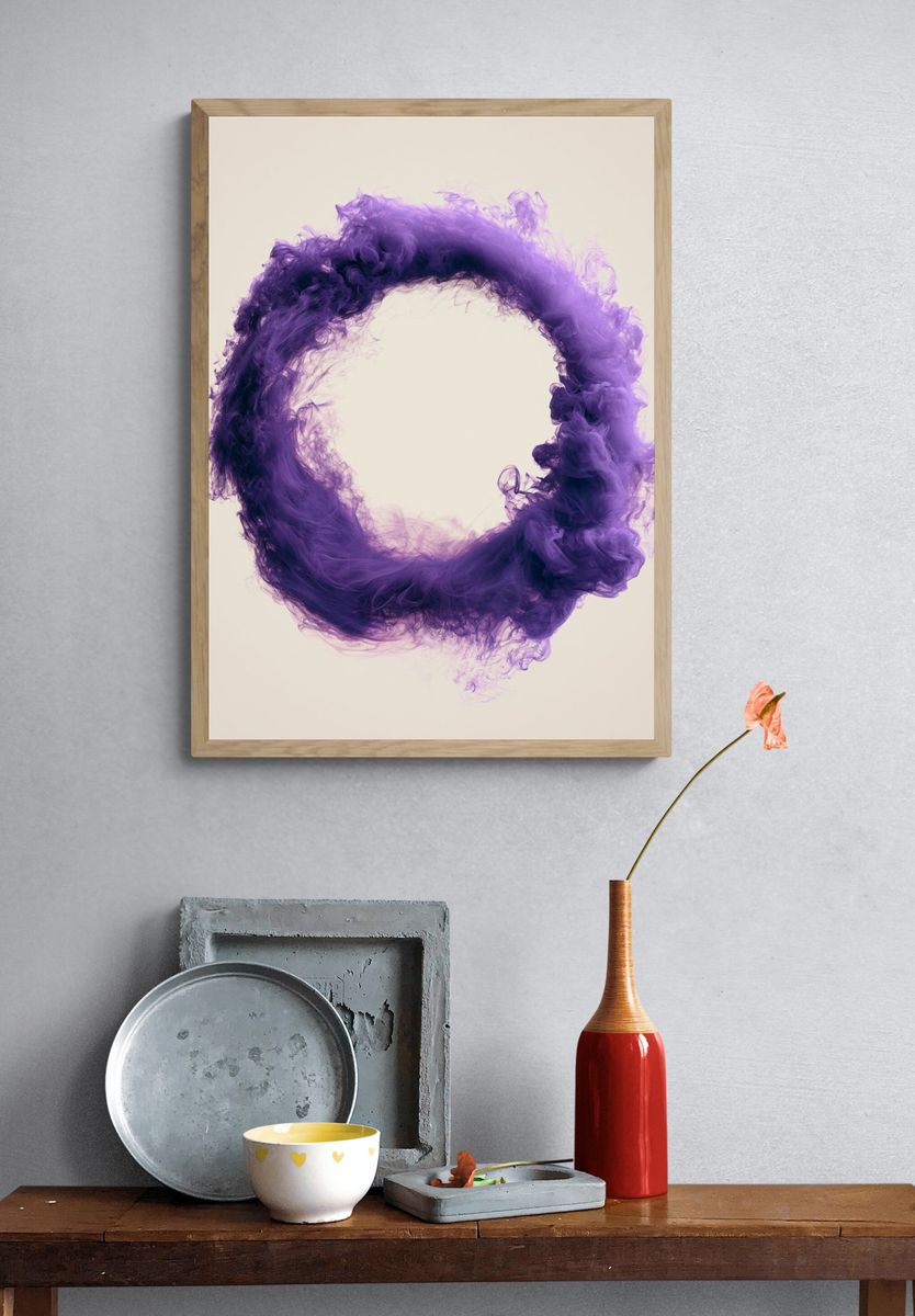 Purple Smoke Circle Abstract Poster. — room view 3