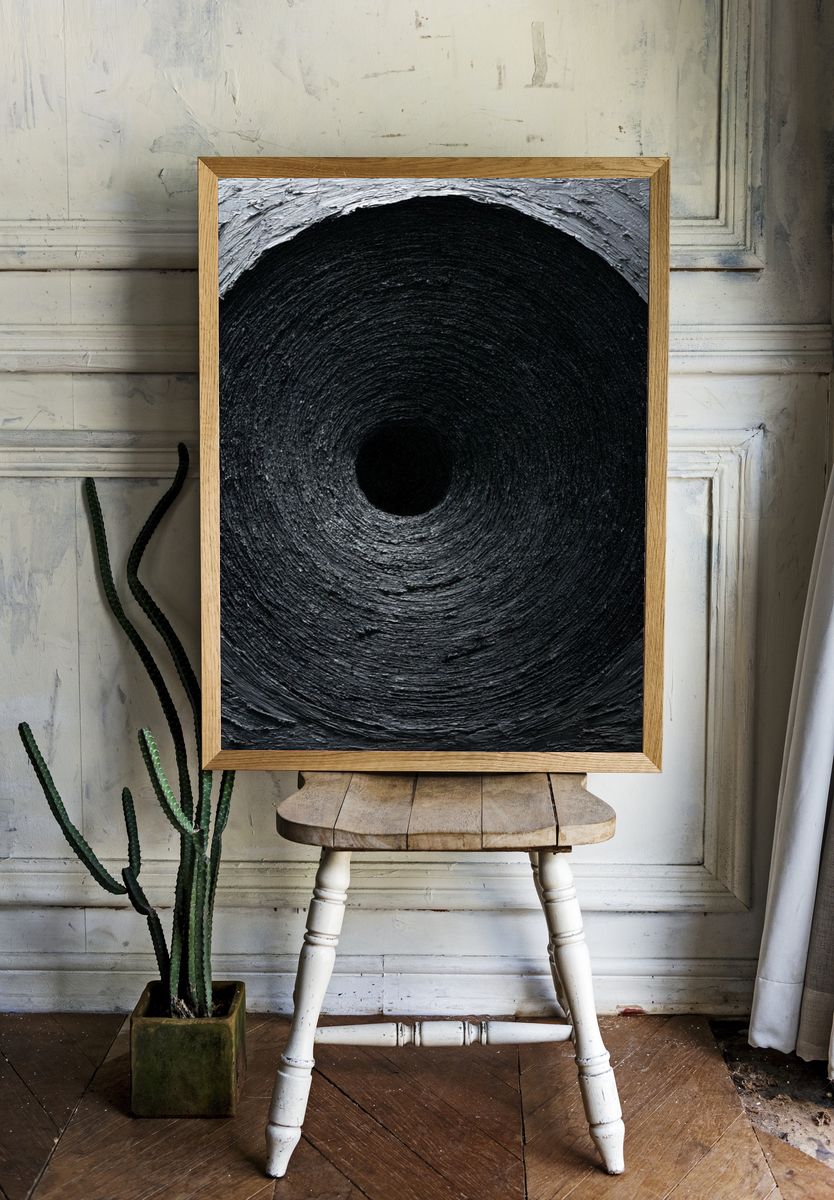 Black Spiral Texture Abstract Poster. room preview