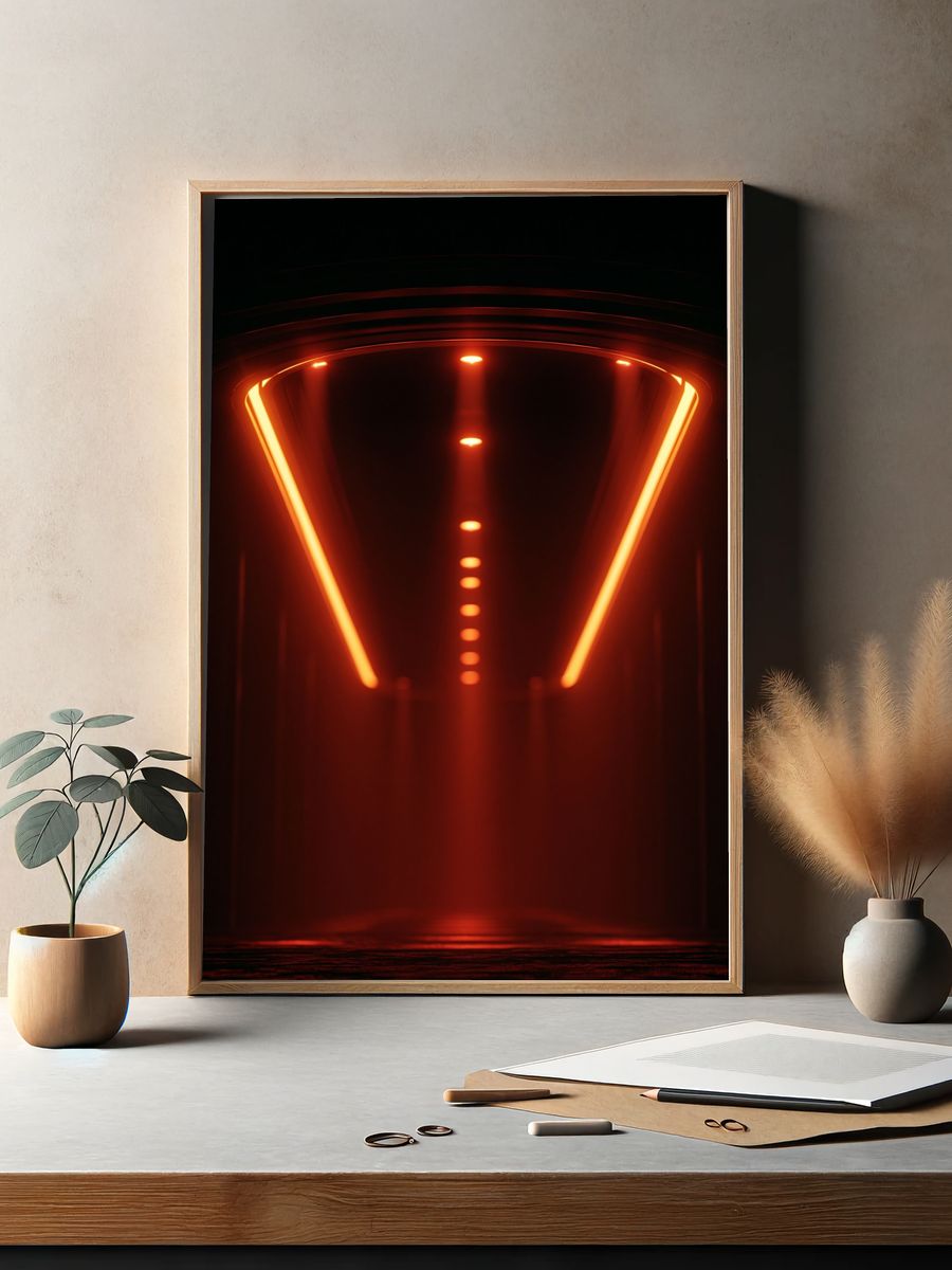 Neon Tunnel Abstract Print. — room view 2