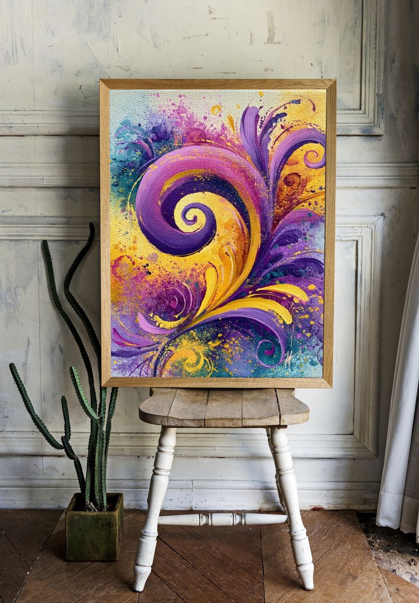Purple Swirl Abstract Poster. — room view 1