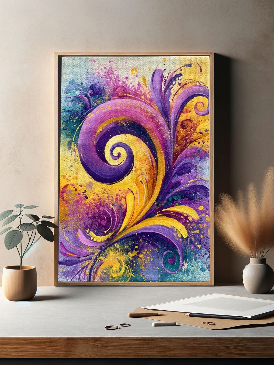 Purple Swirl Abstract Poster. — room view 2