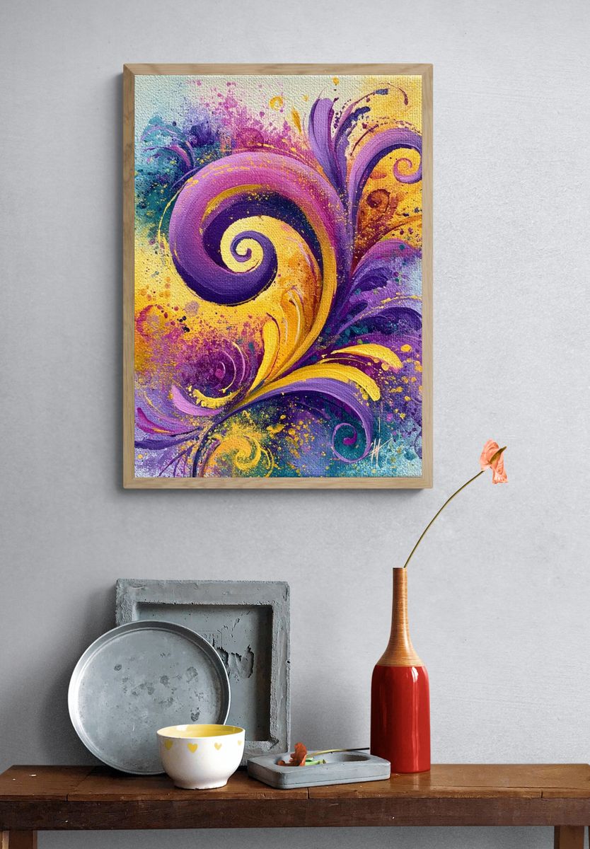 Purple Swirl Abstract Poster. — room view 3