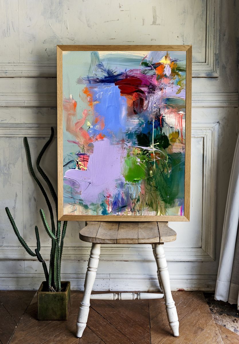 Pastel Brushstroke Abstract Poster. — room view 1