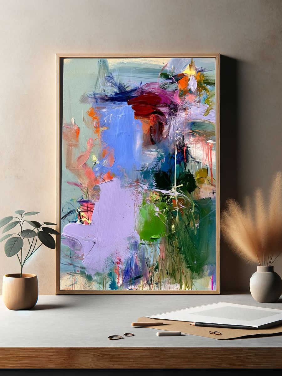 Pastel Brushstroke Abstract Poster. — room view 2