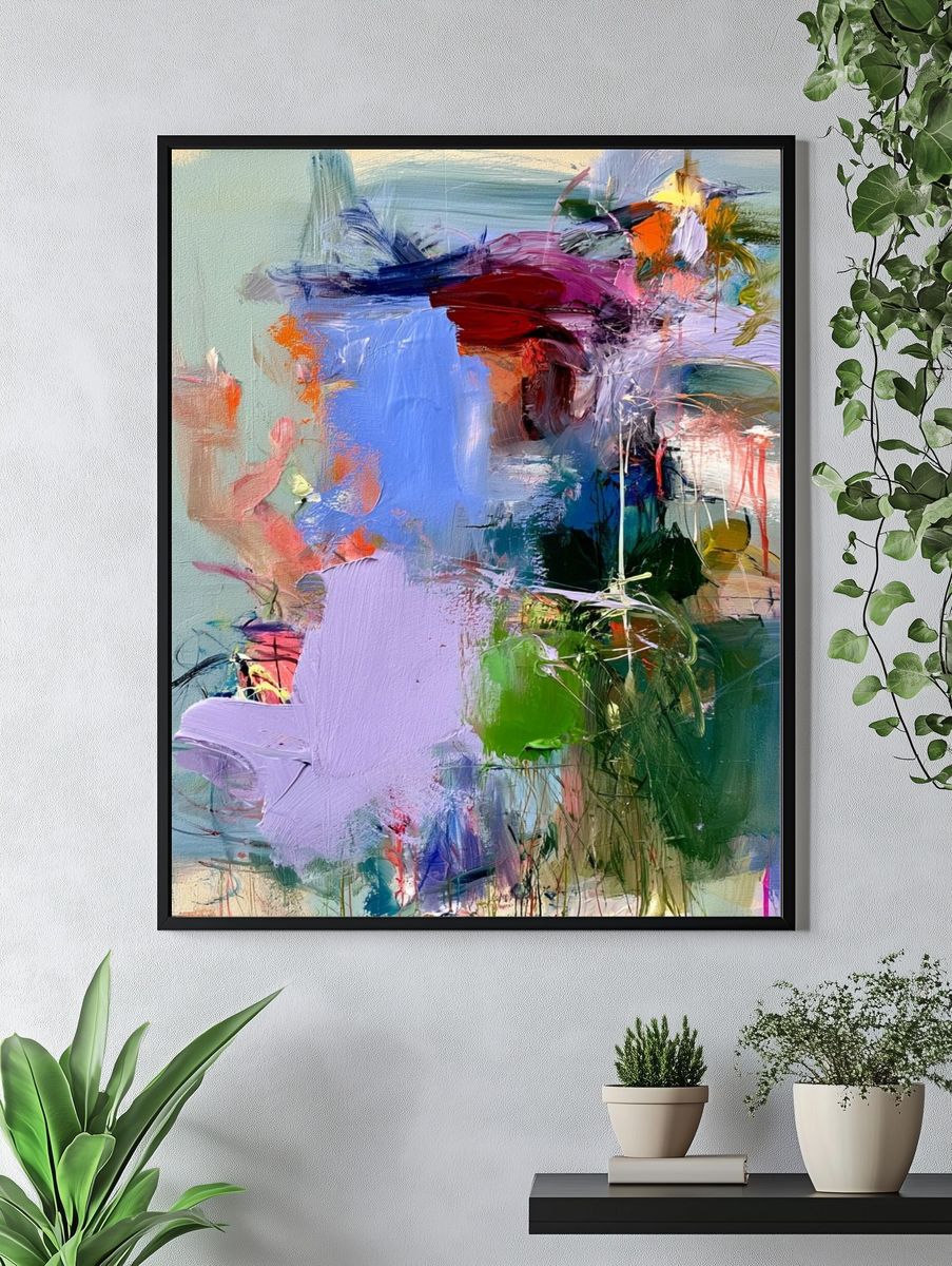 Pastel Brushstroke Abstract Poster. — room view 4