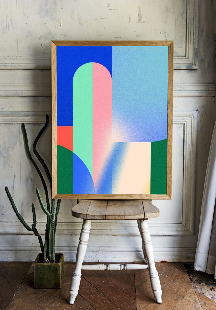 Geometric Color Blocks Abstract Poster. — room view 1