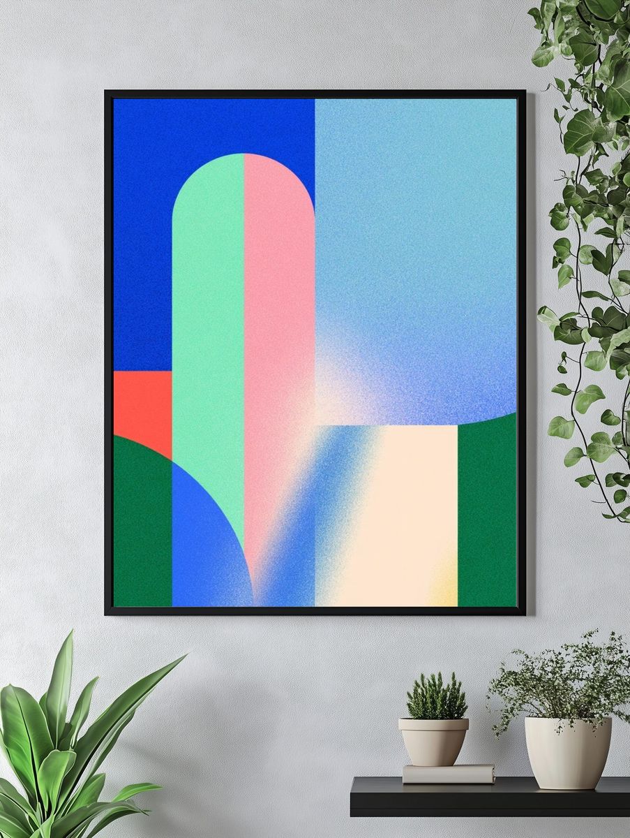 Geometric Color Blocks Abstract Poster. — room view 4