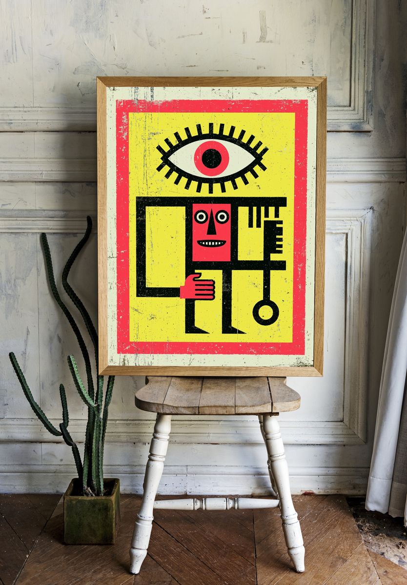 Geometric Face Abstract Poster. — room view 1