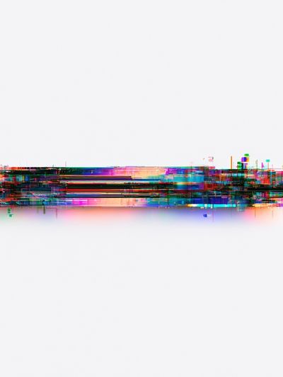 Neon Glitch Horizon Abstract Poster.