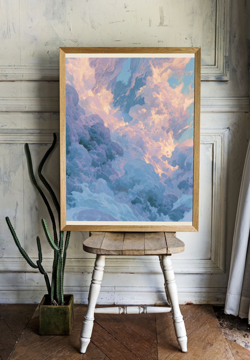 Dreamy Cloudscape Abstract Print. — room view 1