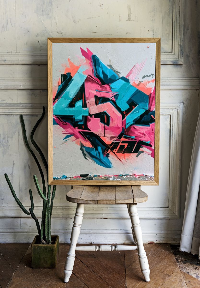 Neon Graffiti Abstract Poster. — room view 1