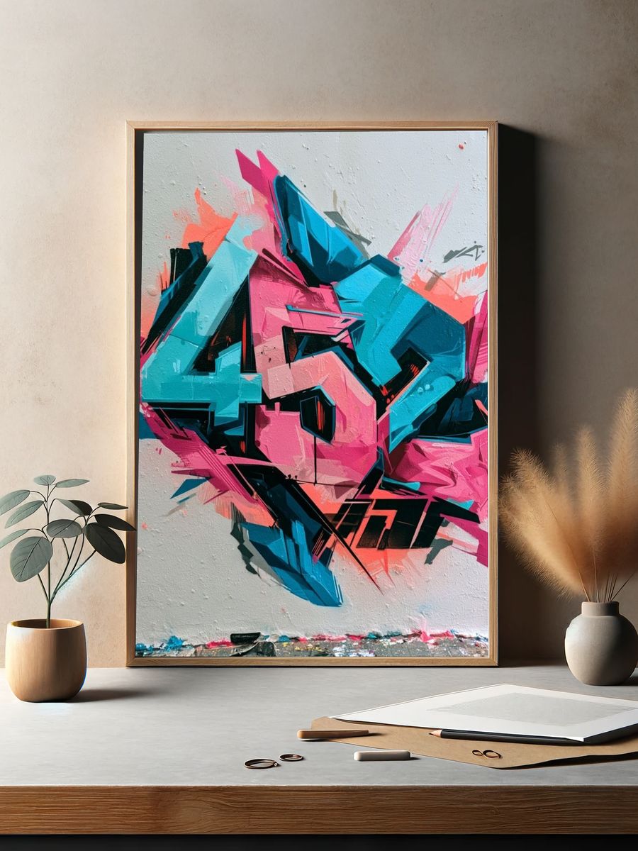Neon Graffiti Abstract Poster. — room view 2