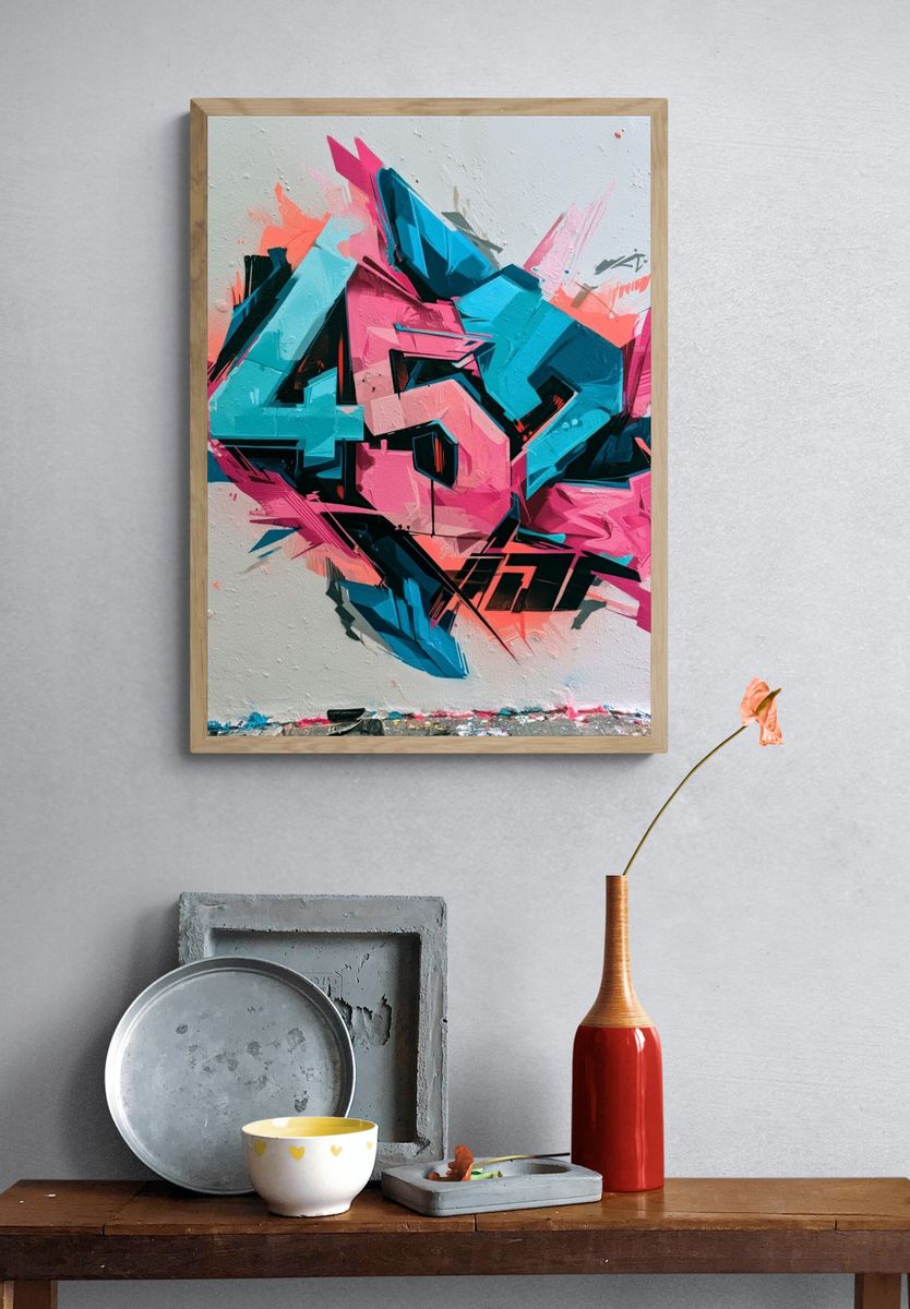 Neon Graffiti Abstract Poster. — room view 3