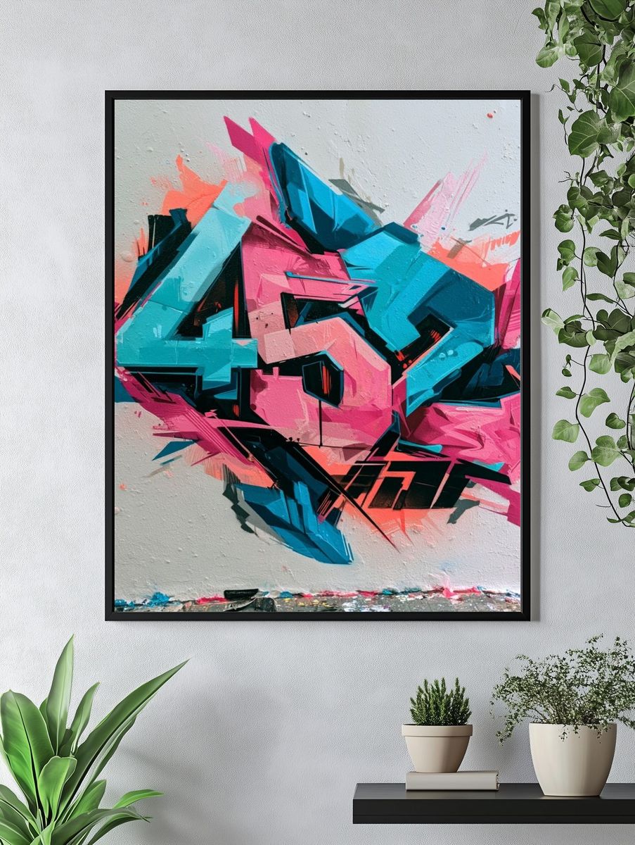 Neon Graffiti Abstract Poster. — room view 4