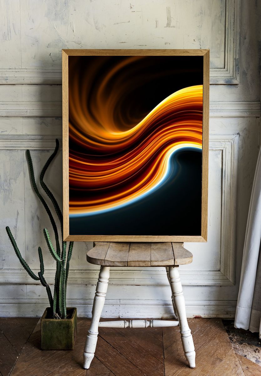 Golden Flow Abstract Poster. room preview