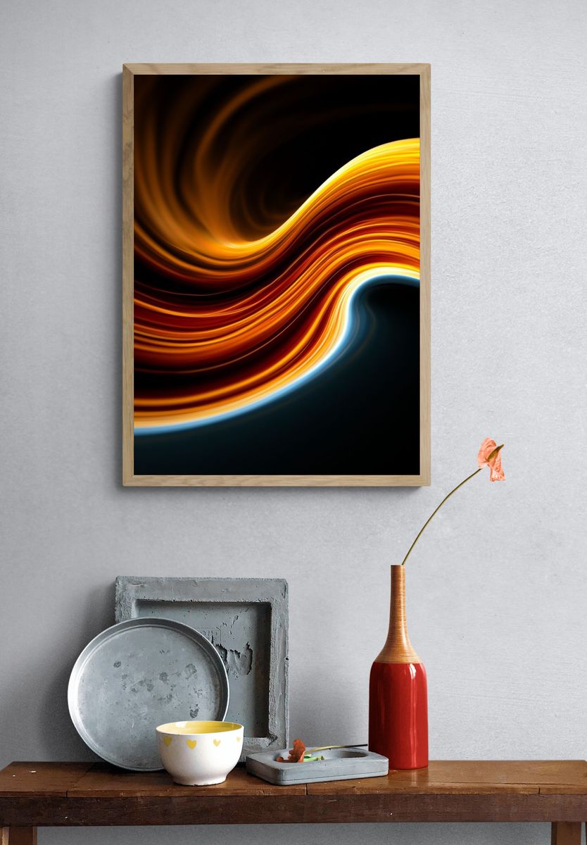 Golden Flow Abstract Poster. — room view 3