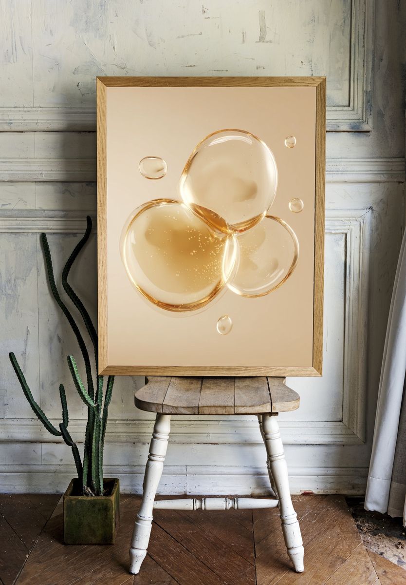 Golden Glass Orbs Abstract Poster. — room view 1