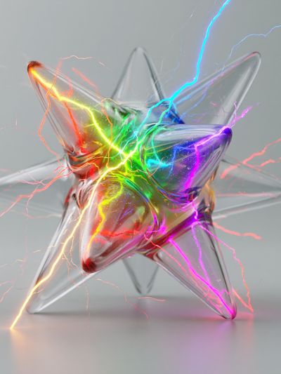 Neon Glass Star Abstract Poster. poster print