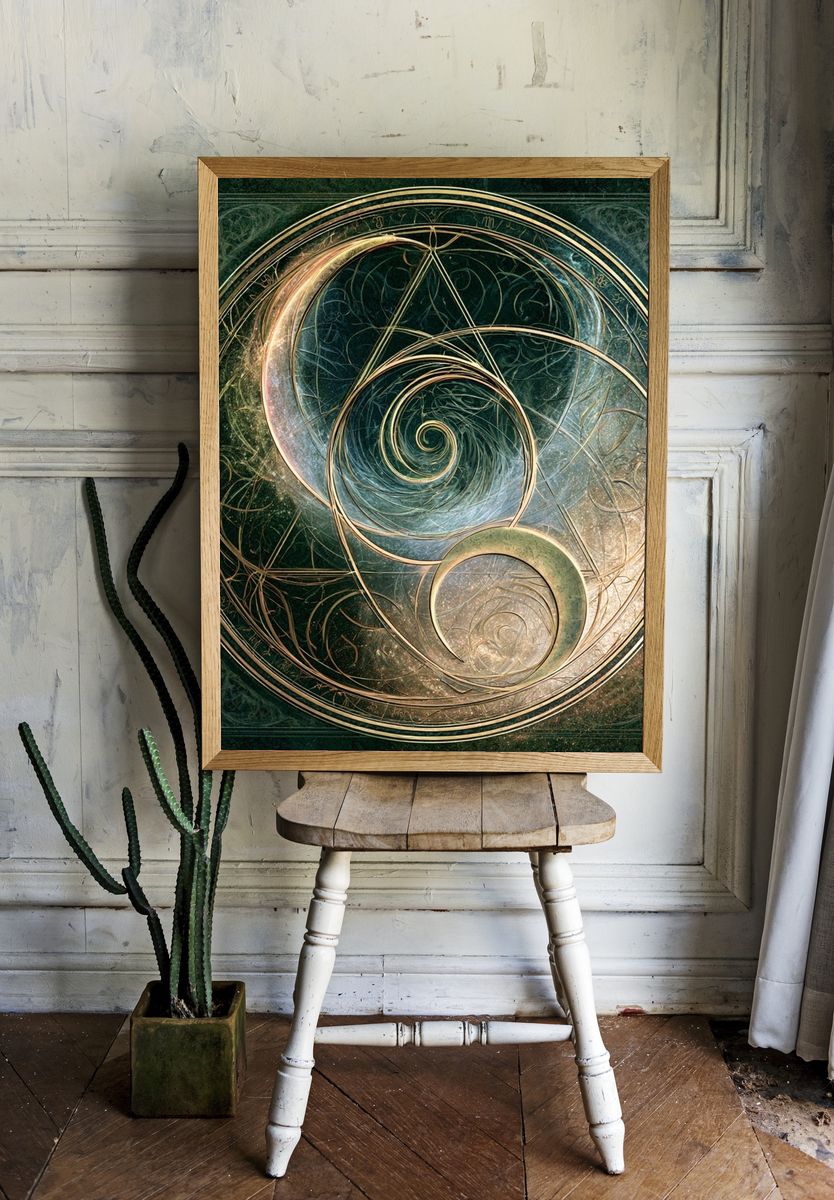 Celestial Spiral Abstract Poster. room preview
