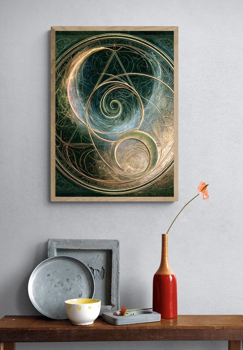 Celestial Spiral Abstract Poster. — room view 3