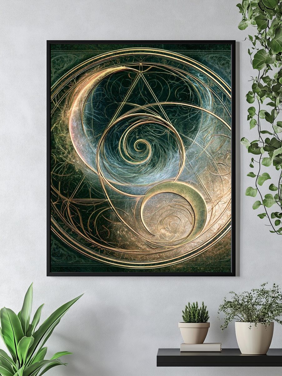Celestial Spiral Abstract Poster. — room view 4