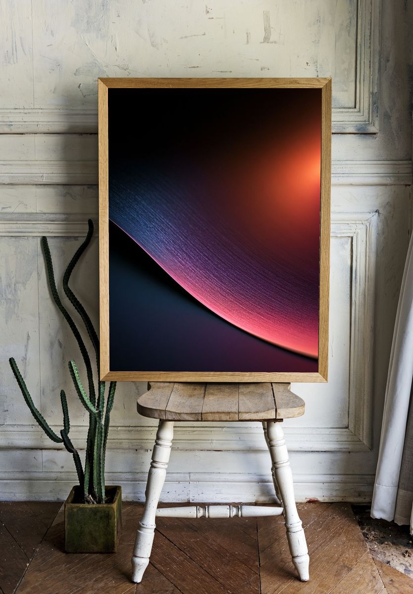 Neon Curve Abstract Poster. — room view 1