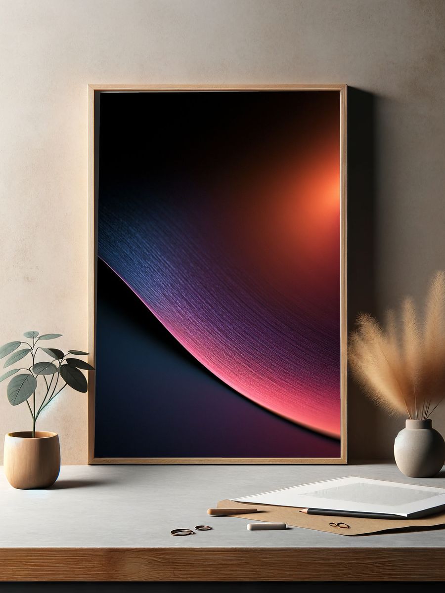 Neon Curve Abstract Poster. — room view 2