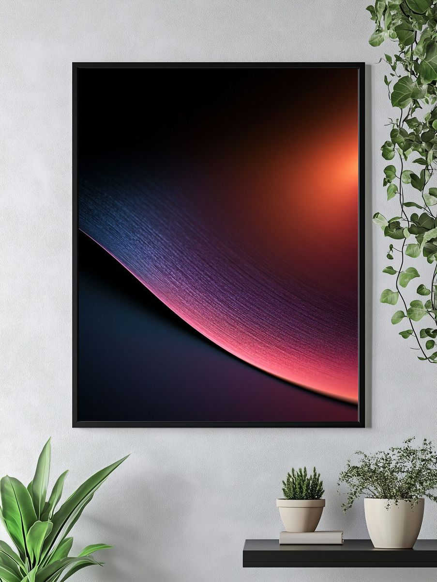 Neon Curve Abstract Poster. — room view 4