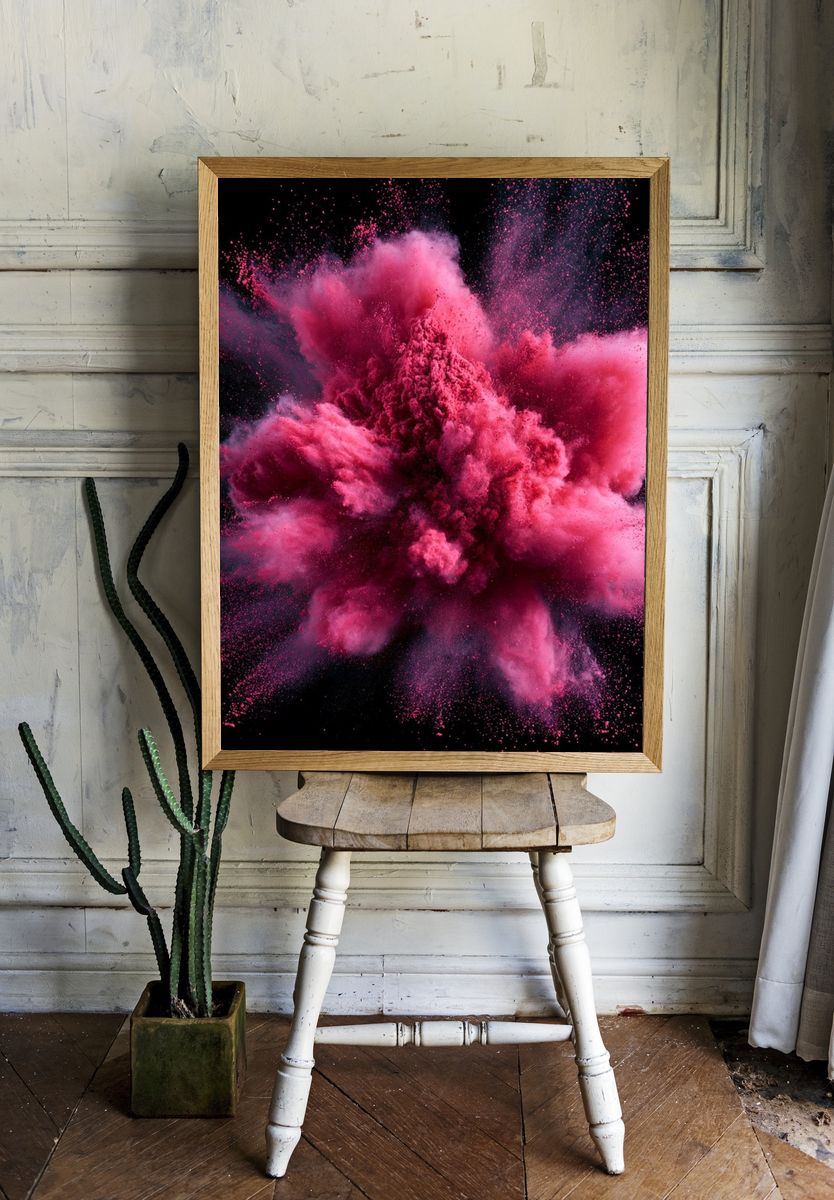 Pink Powder Burst Abstract Poster. room preview