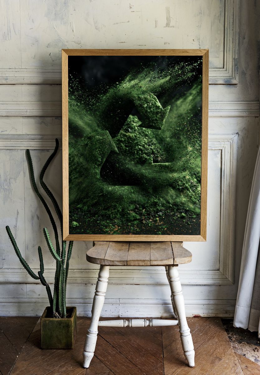 Green Particle Burst Abstract Poster. — room view 1