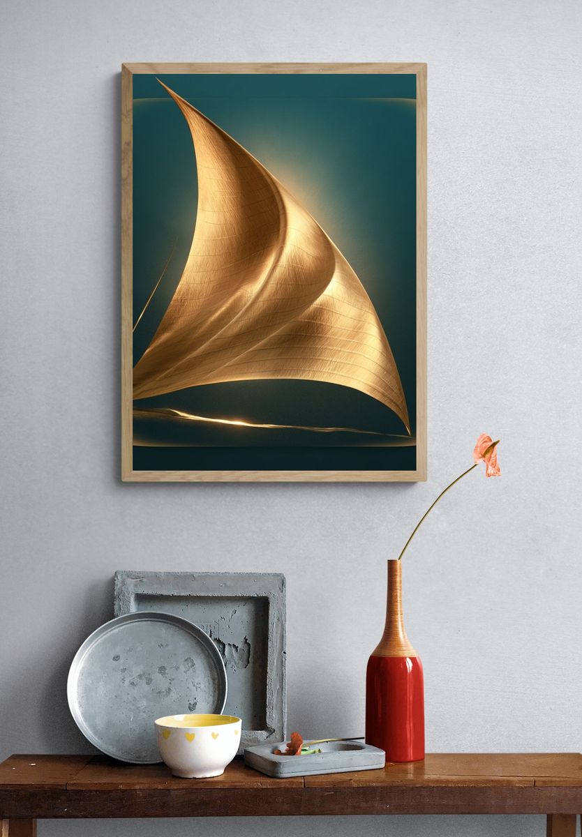 Golden Sail Abstract Print. — room view 3