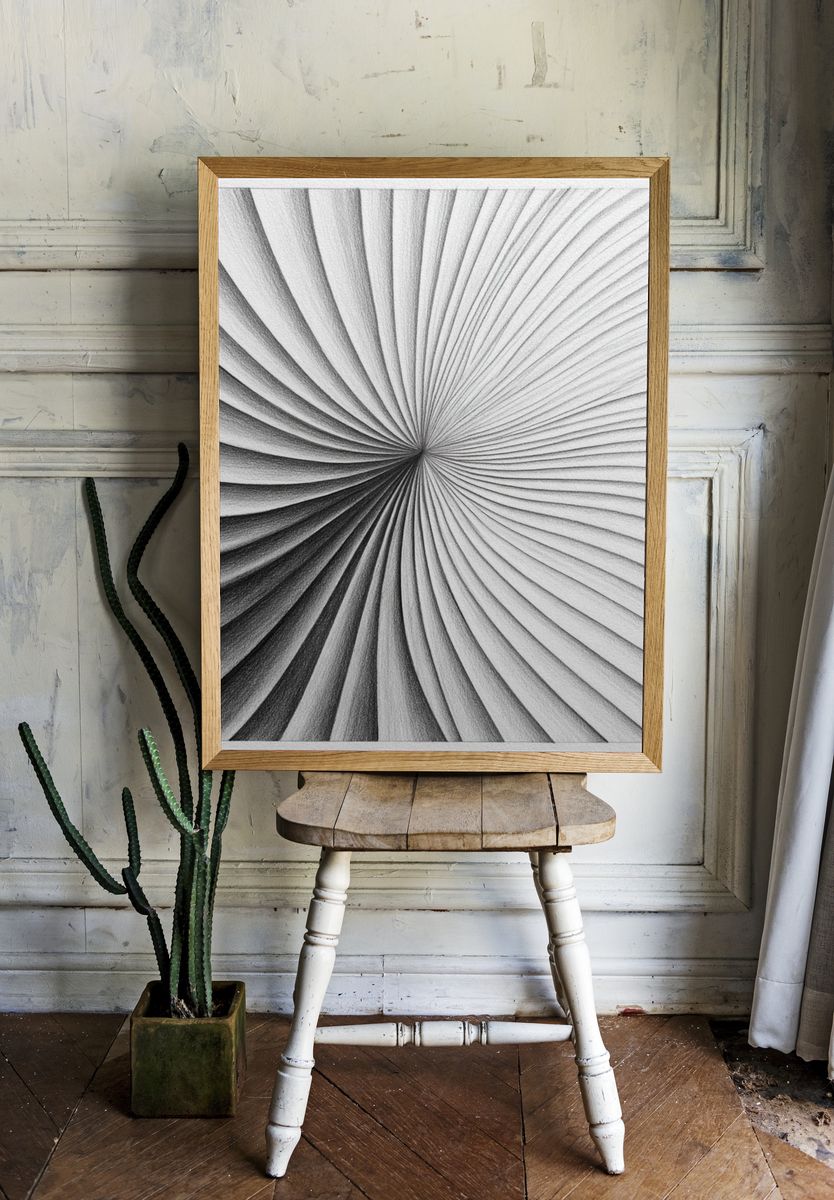 Monochrome Spiral Abstract Poster. room preview