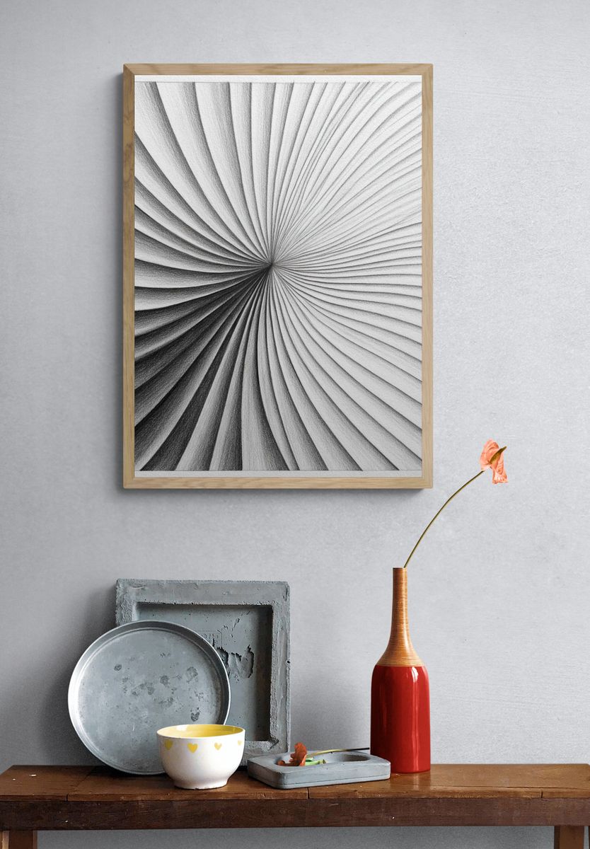Monochrome Spiral Abstract Poster. — room view 3